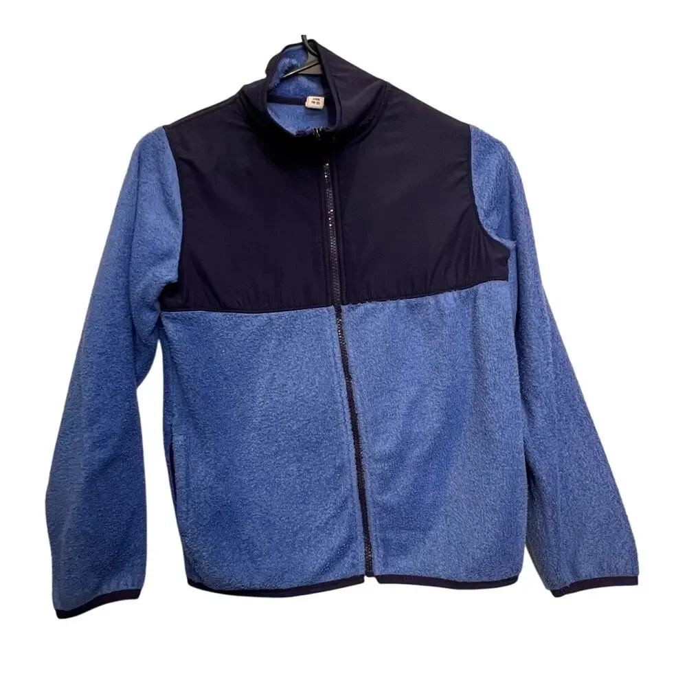 Old Navy Boys Fleece Full Zip Jacket Size 10-12 Blue Navy Colorblock